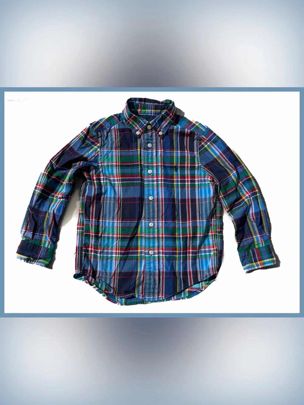 Polo Ralph Lauren Boys Multicolor Plaid Oxford Shirt 4T Long Sleeve Photoshoot
